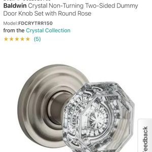 Baldwin Crystal Non-Turning 2 Sided Dummy Knob Set with Round Rose, Satin Nickel